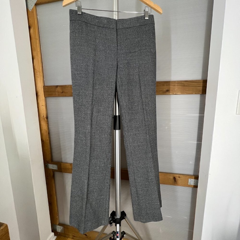 Elie Tahari 98%‎ Wool Medium Gray Tweed Wide Leg Trouser Pants Sz 6